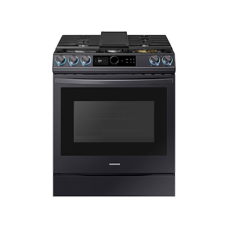Samsung Smart Slide-in Gas Range with Convection & Air Fry - 6.0 cu ft Black Stainless Steel NX60T8711SG